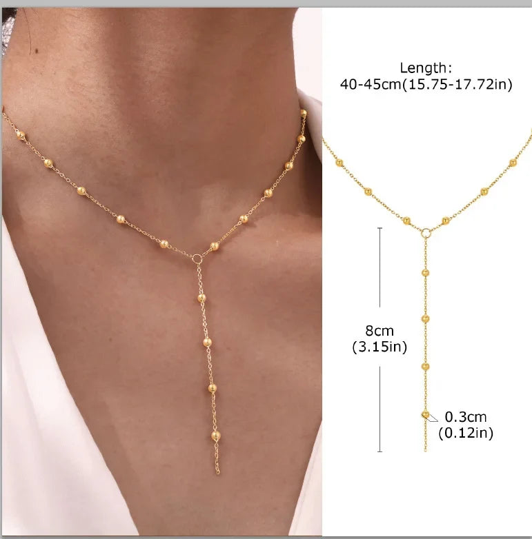 Stainless Steel Lariat Necklace Gold Plated Dainty Long Necklace Laryered Necklaces