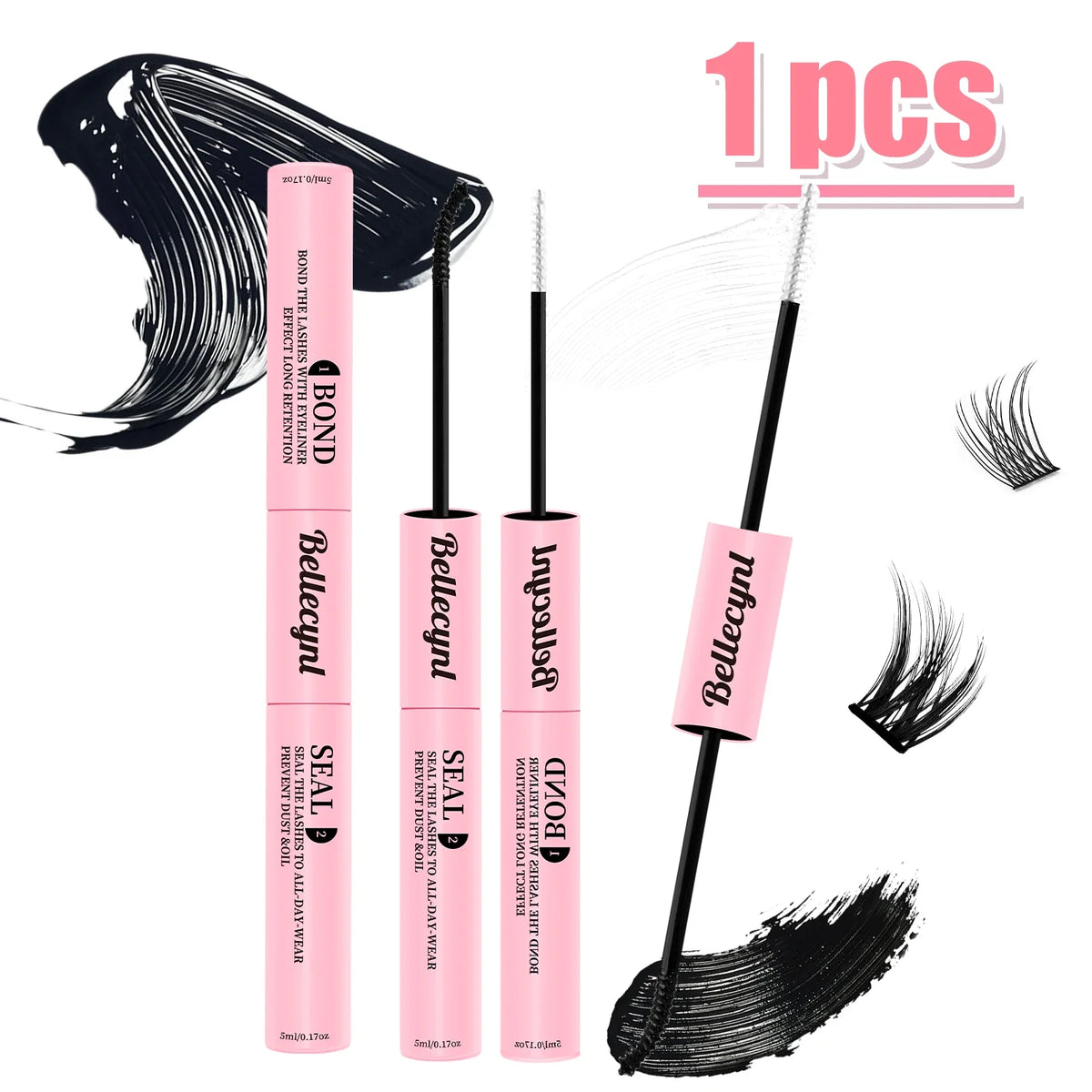 Lash Glue Waterproof Sweatproof Black Eyelash Adhesive Quick-Dry Clusters Hold up to 72 Hours