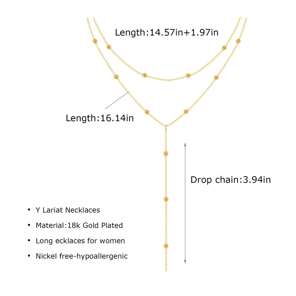 Stainless Steel Lariat Necklace Gold Plated Dainty Long Necklace Laryered Necklaces