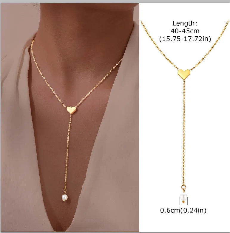 Stainless Steel Lariat Necklace Gold Plated Dainty Long Necklace Laryered Necklaces