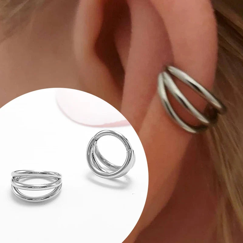 Tragus Helix Cartilage Earring Nose Ring Septum Clicker Conch Three Layers Nostril Piercing Jewelry