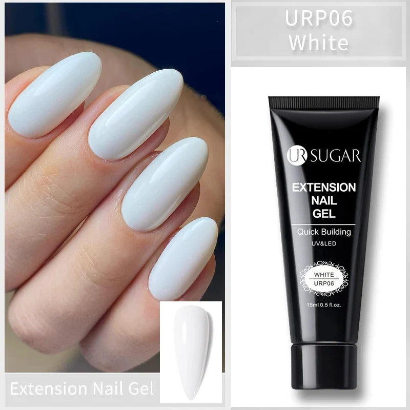 UR SUGAR 15ml Extension Gel Nail Polish Bright Nude White Clear Semi Permanent UV Hard Gel Nails Finger Prolong Gel Varnish Set