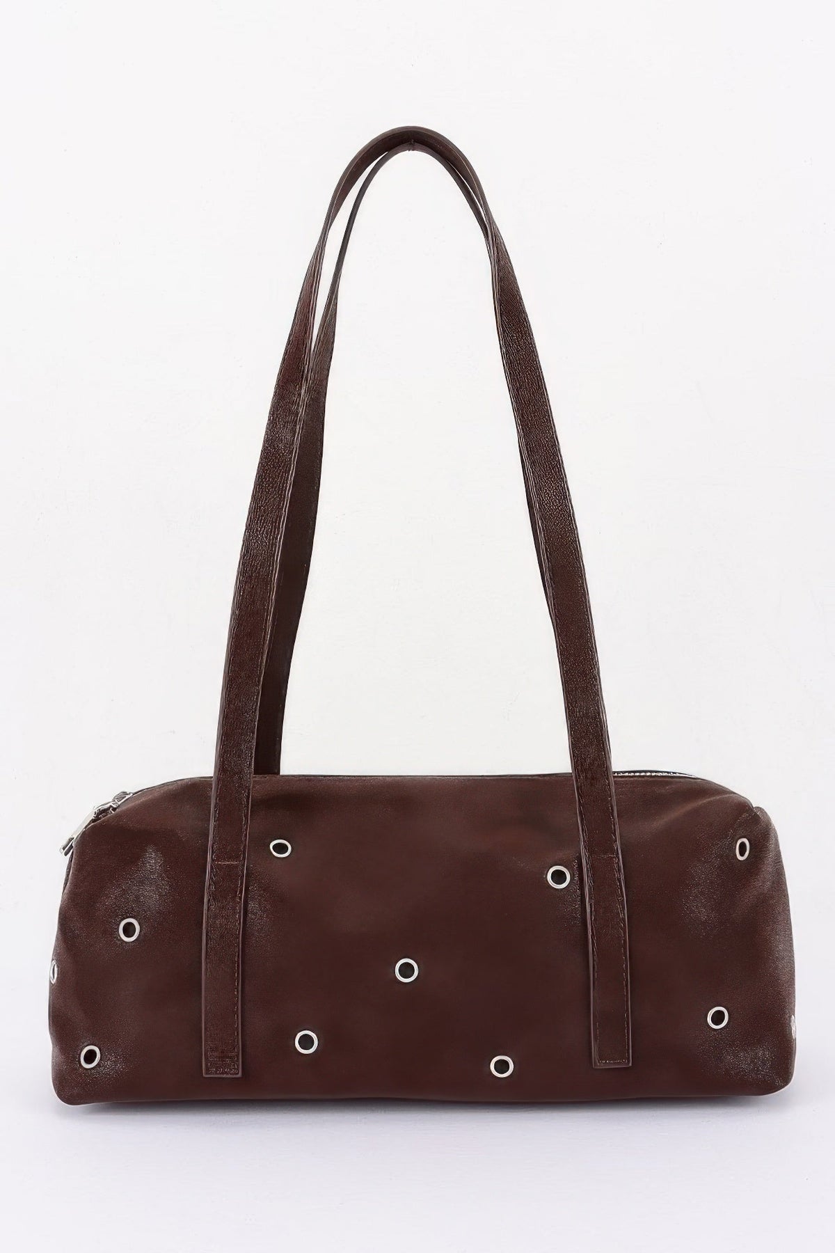 Women's Vegan Leather Eyelet Studded Shoulder Bag