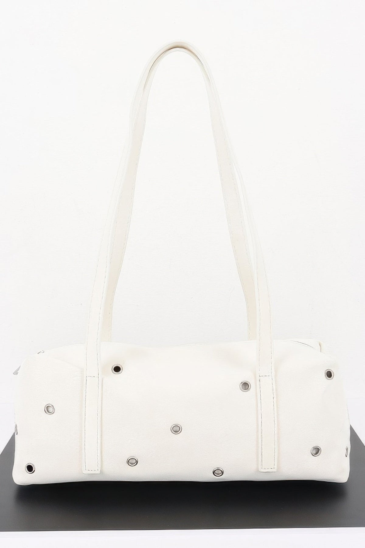 Women's Vegan Leather Eyelet Studded Shoulder Bag