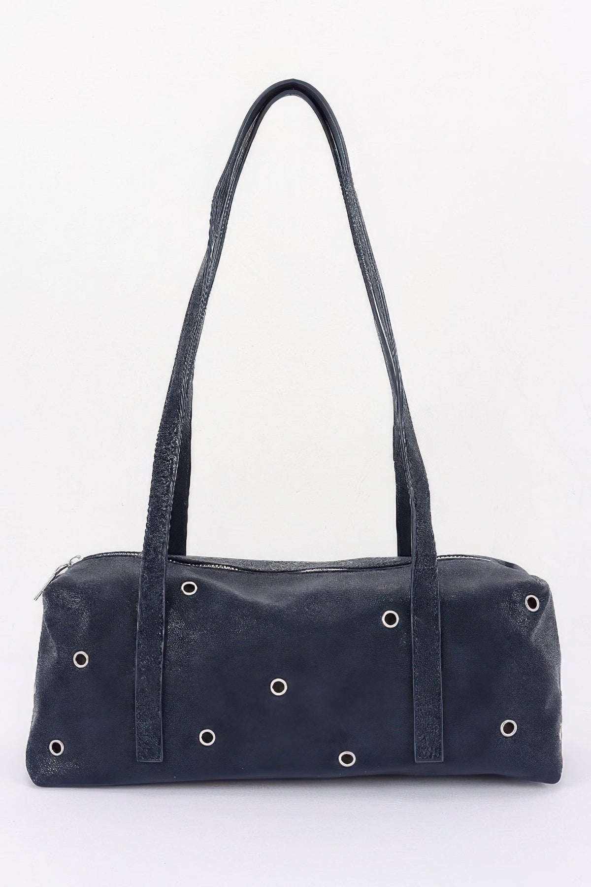 Women's Vegan Leather Eyelet Studded Shoulder Bag