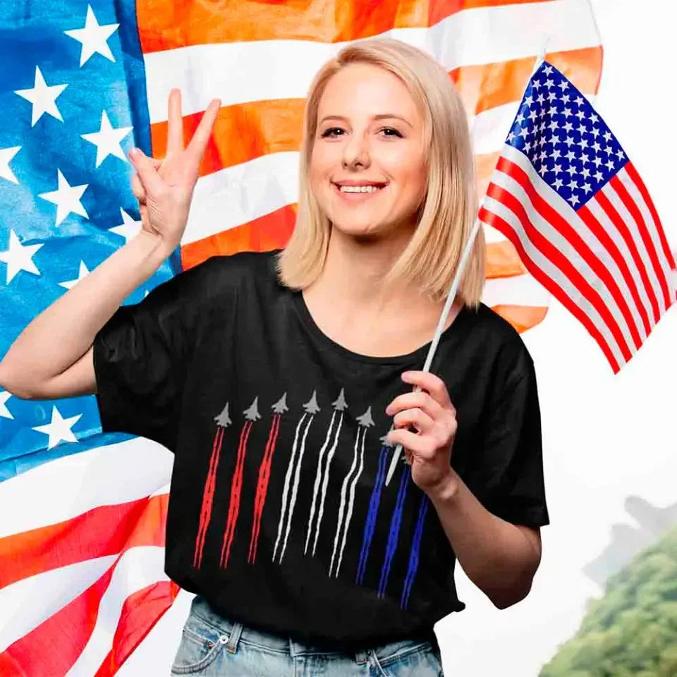 Air Force Flyover Red White And Blue Adult T-shirt