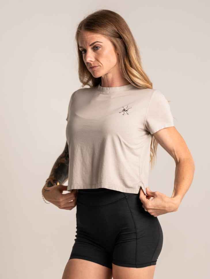 Women's Encore Crop Tee- Bone
