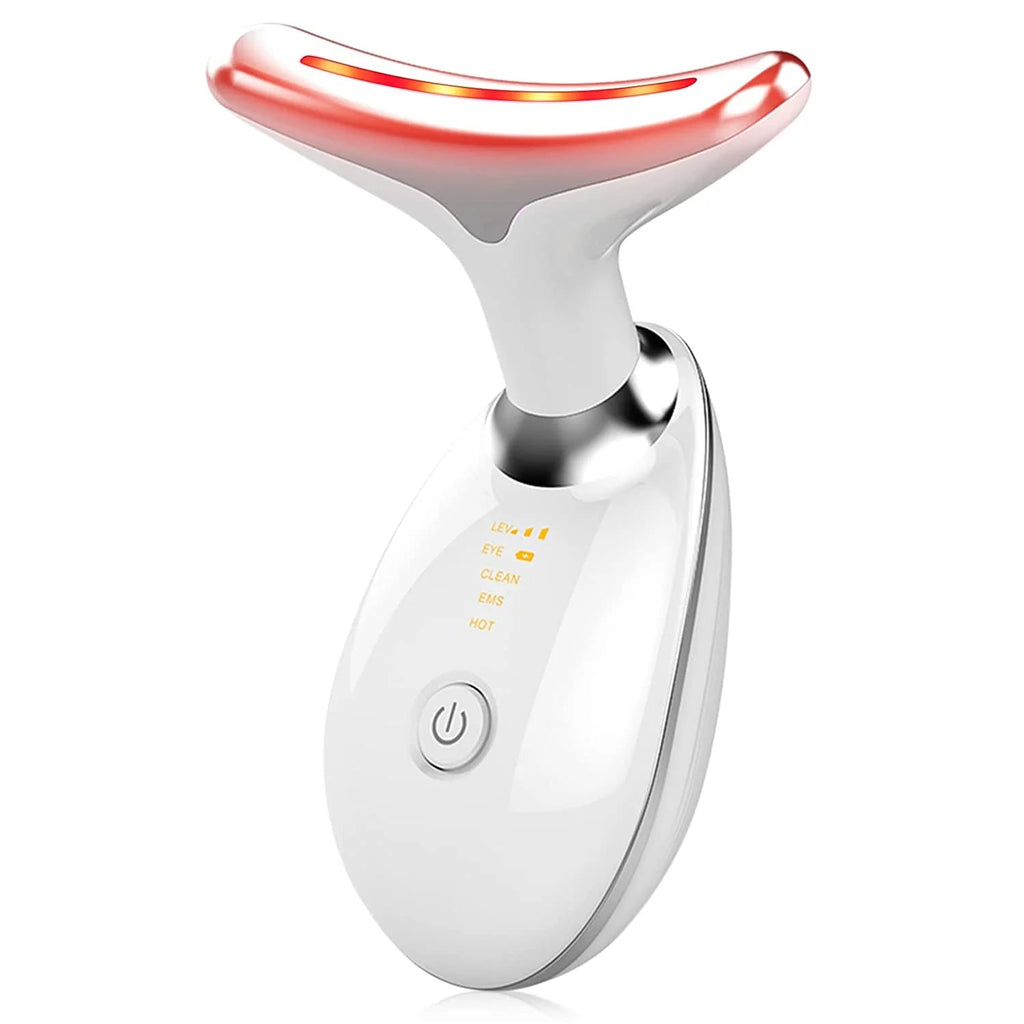 Firming Removal Device for Neck Face, Facial and Neck Massage Kit, Double Chin Reducer Vibration Massager for Skin Care,Improve, Firm, and Smooth, White