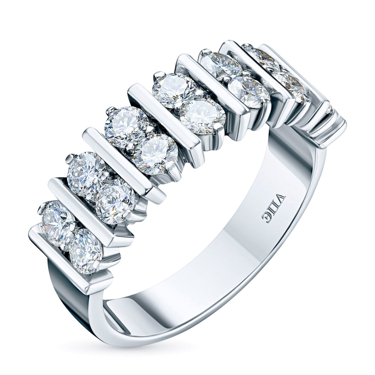 14K White Gold Lab-Created Diamond Ring, 14 Round-Cut Diamonds