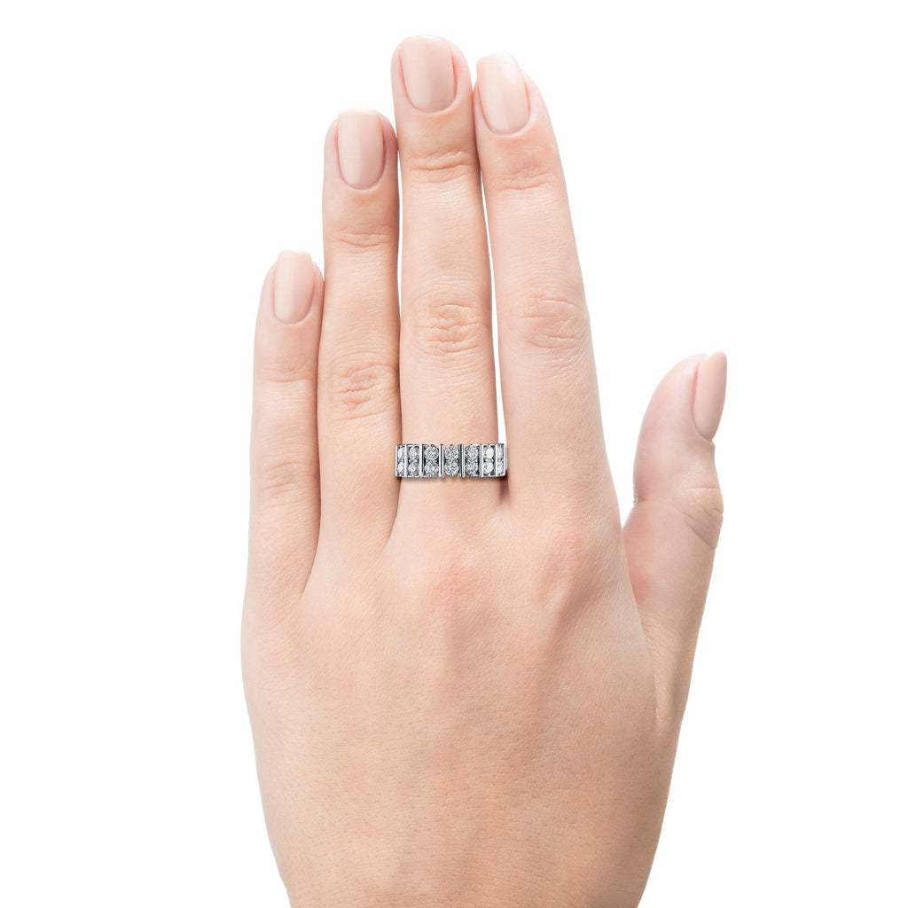 14K White Gold Lab-Created Diamond Ring, 14 Round-Cut Diamonds