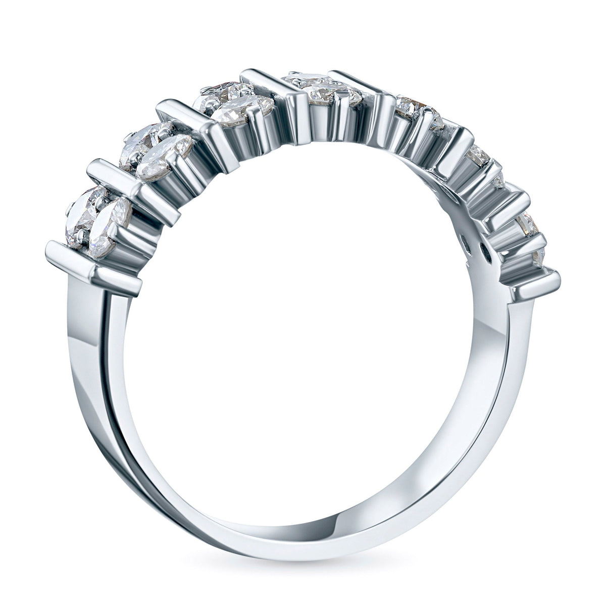 14K White Gold Lab-Created Diamond Ring, 14 Round-Cut Diamonds