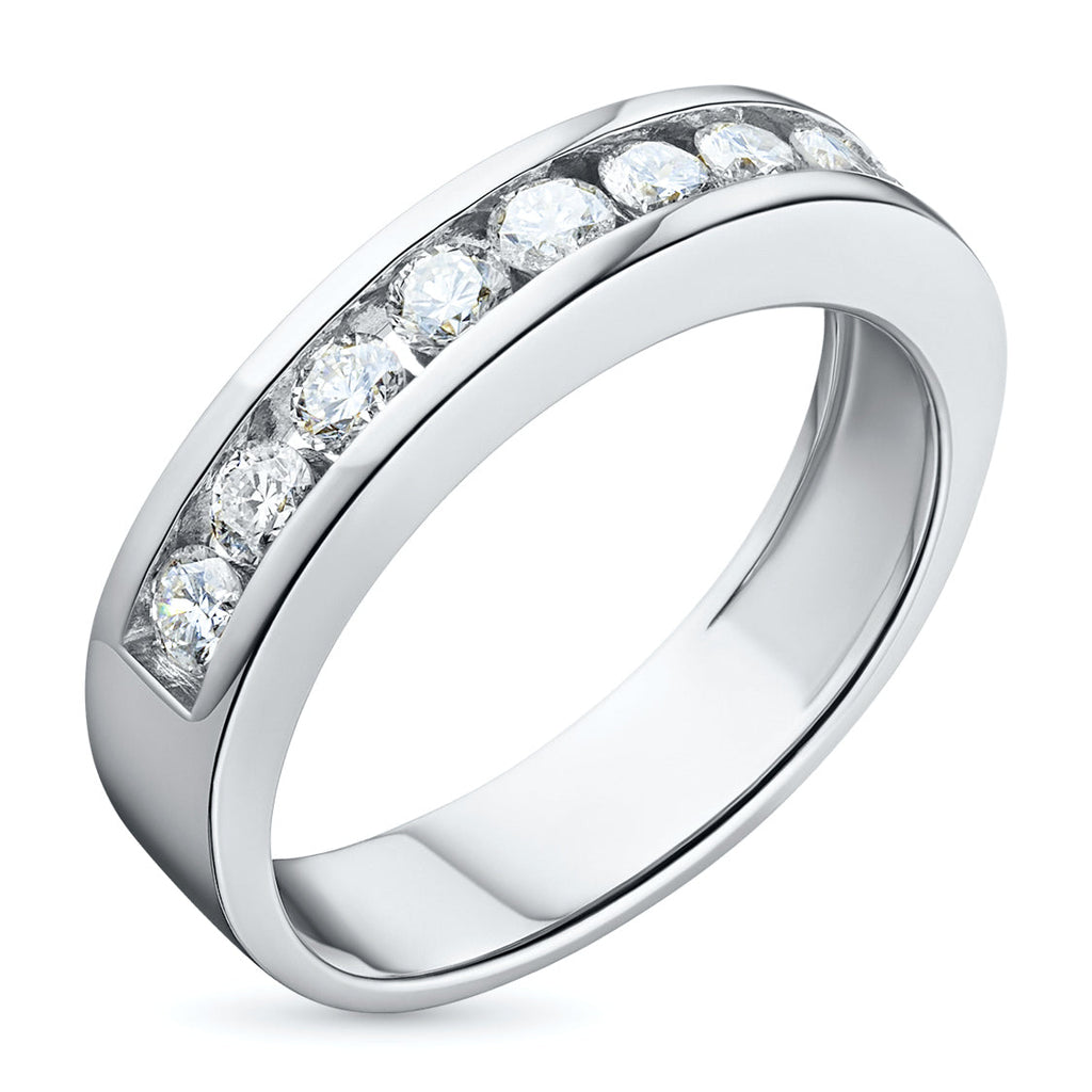 14K White Gold Lab-Created Diamond Ring, 9 Round-Cut Diamonds