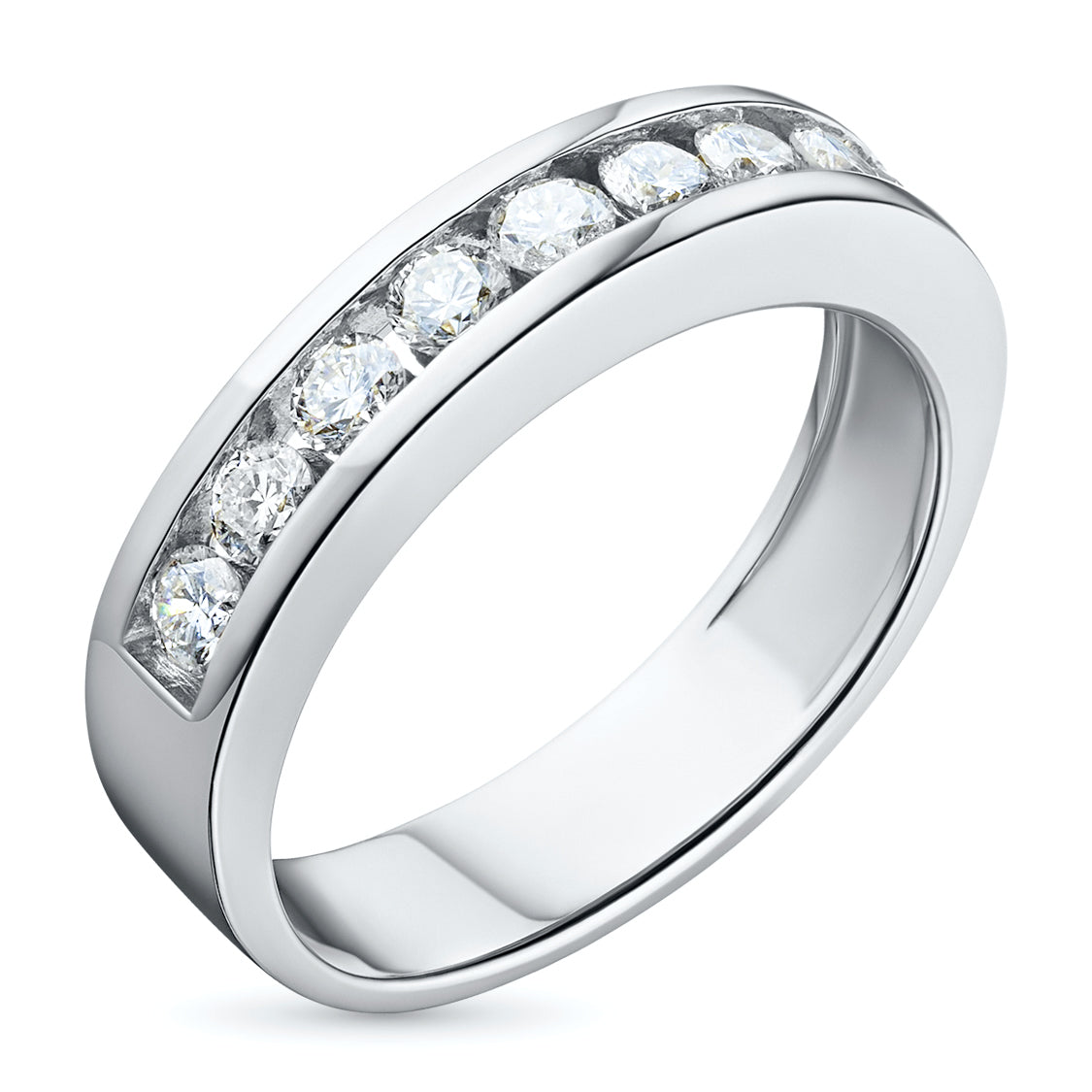 14K White Gold Lab-Created Diamond Ring, 9 Round-Cut Diamonds