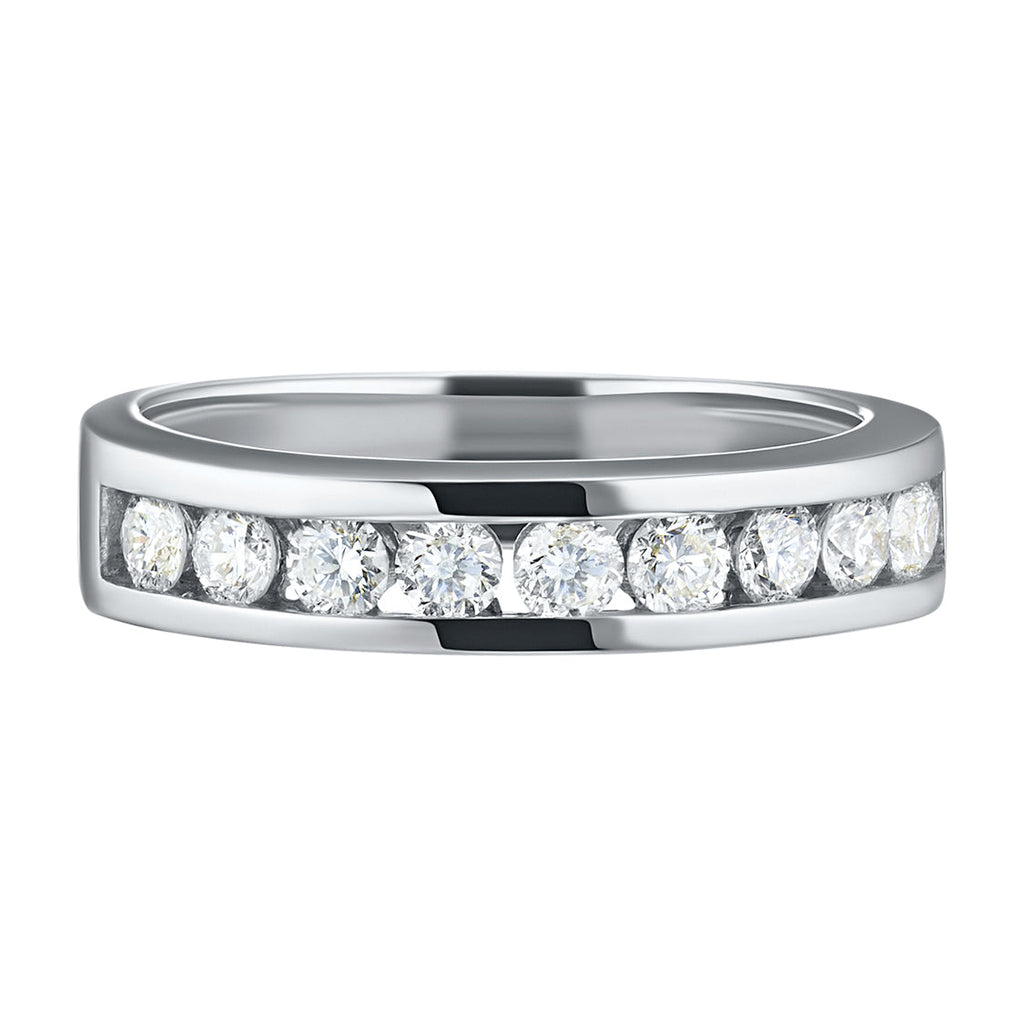 14K White Gold Lab-Created Diamond Ring, 9 Round-Cut Diamonds