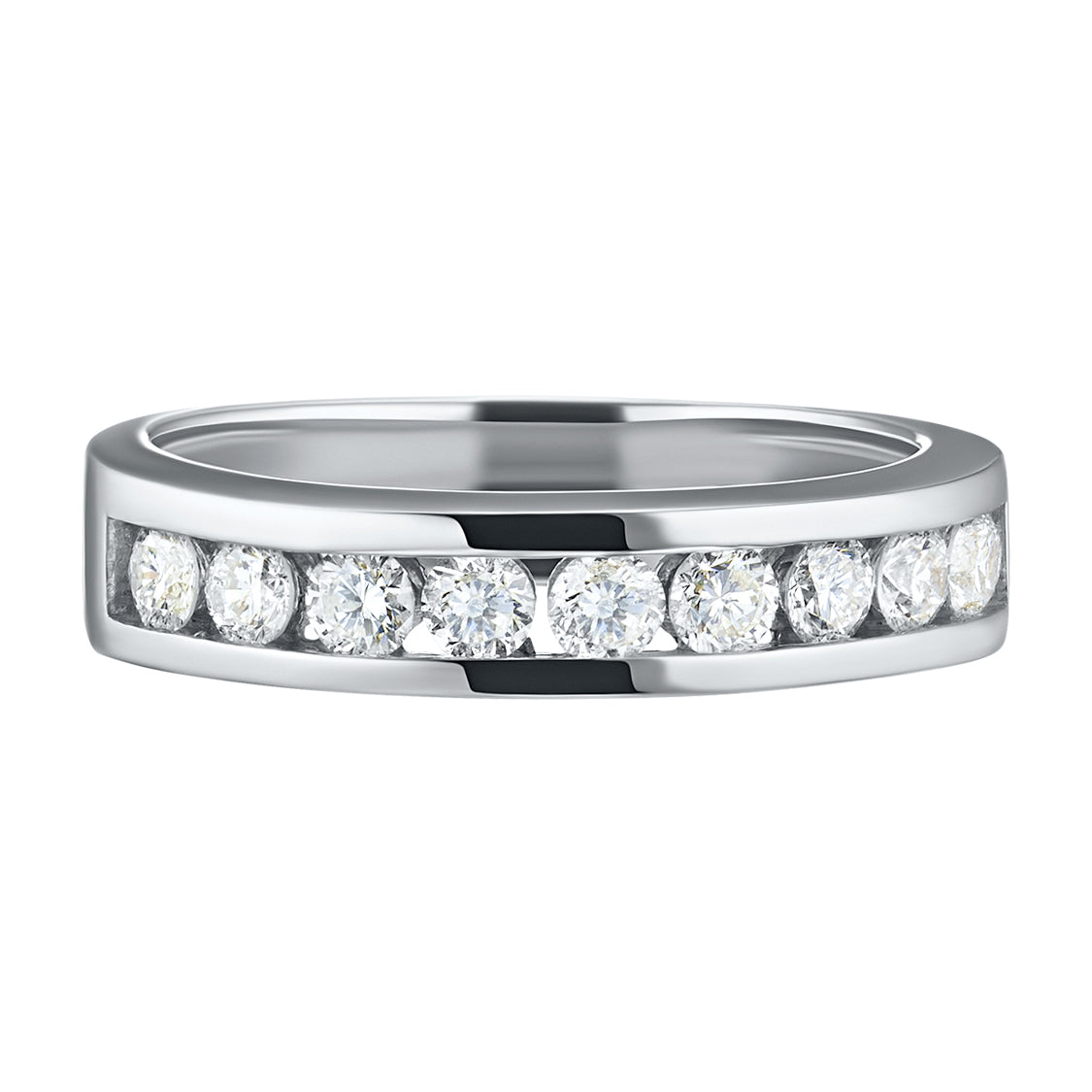 14K White Gold Lab-Created Diamond Ring, 9 Round-Cut Diamonds