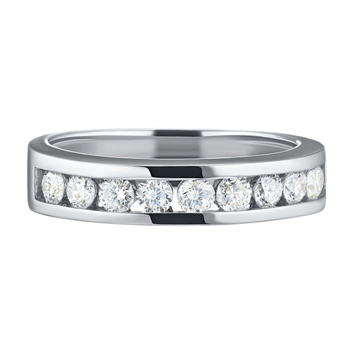 14K White Gold Lab-Created Diamond Ring, 9 Round-Cut Diamonds