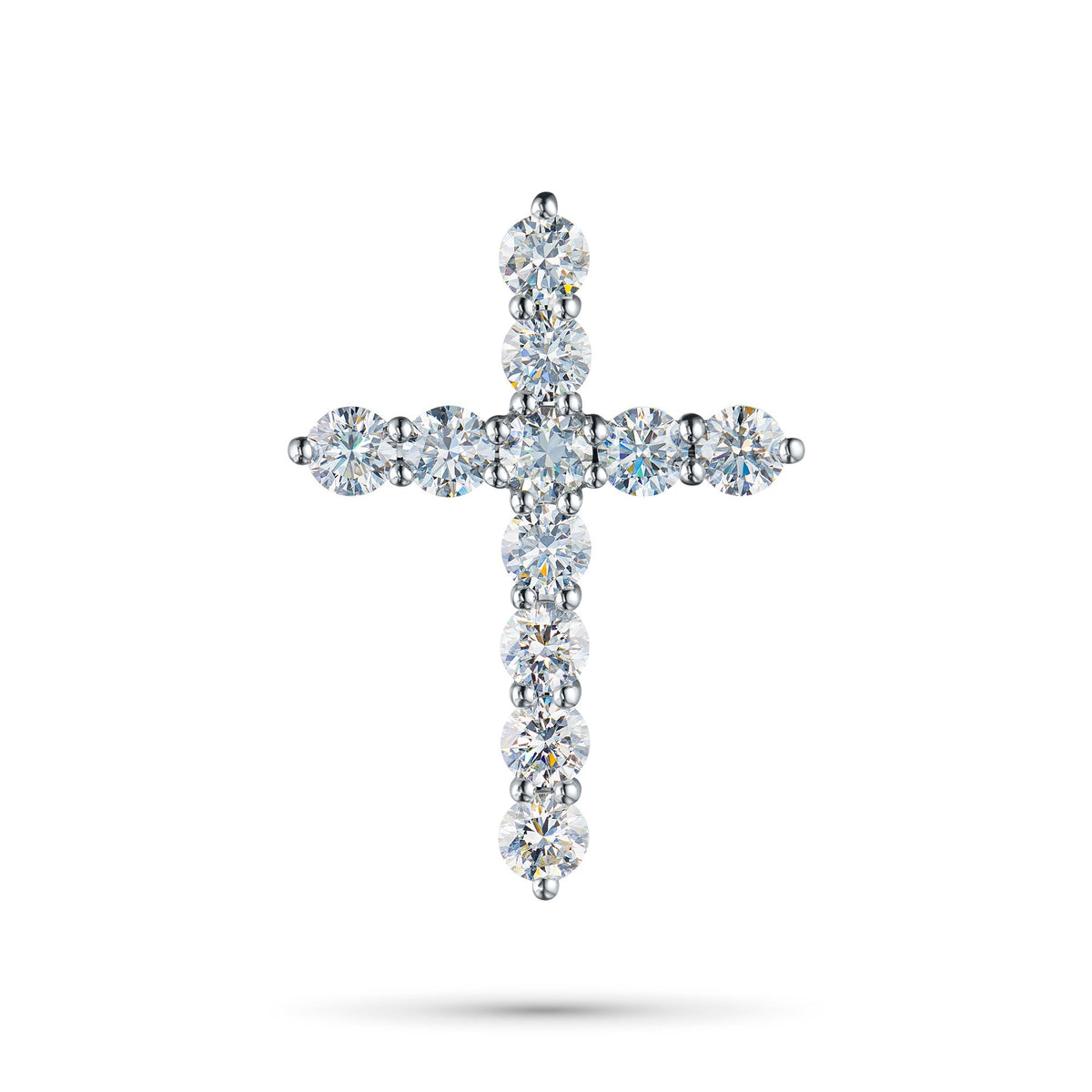 14K White Gold Pendant with 11 Round-Cut Lab-Created Diamonds 1.748