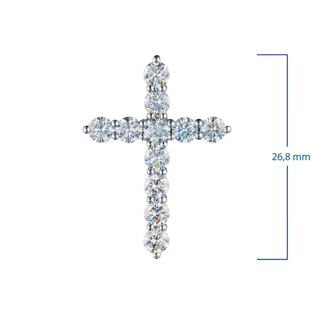 14K White Gold Pendant with 11 Round-Cut Lab-Created Diamonds 1.748