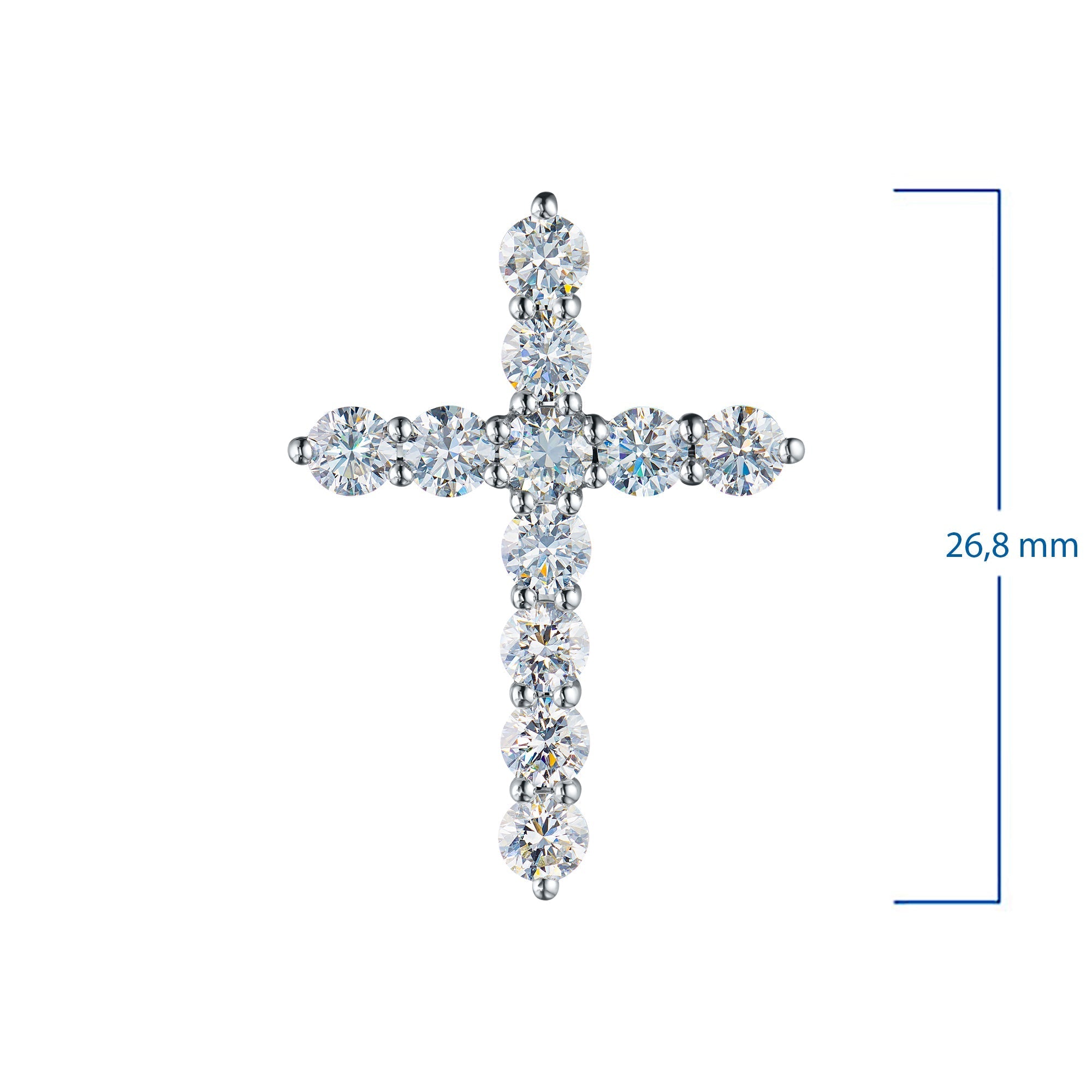 14K White Gold Pendant with 11 Round-Cut Lab-Created Diamonds 1.748