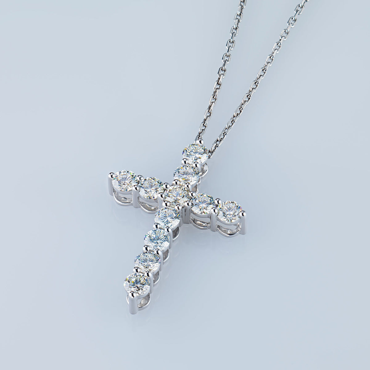 14K White Gold Pendant with 11 Round-Cut Lab-Created Diamonds 1.748
