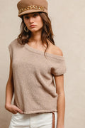 BiBi One Side Off Shoulder Knit Top