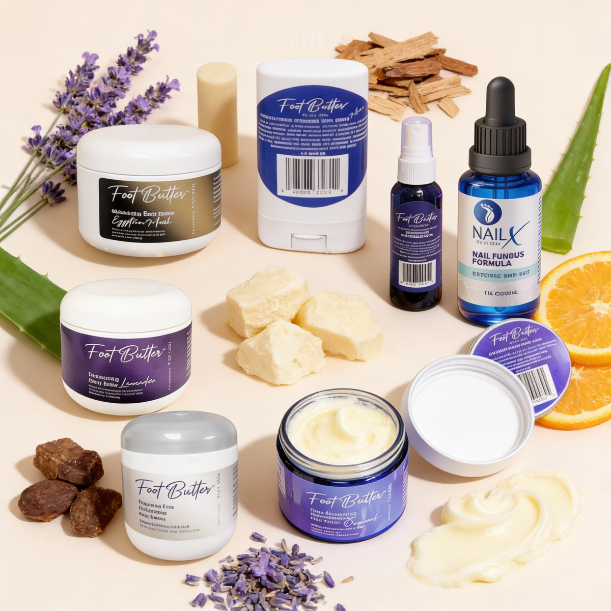 Ultimate Foot & Body Care Bundle – Foot Butter Creams, Body Butter, Heel Balm, Cooling Spray, Nail Repair & Bath Soap