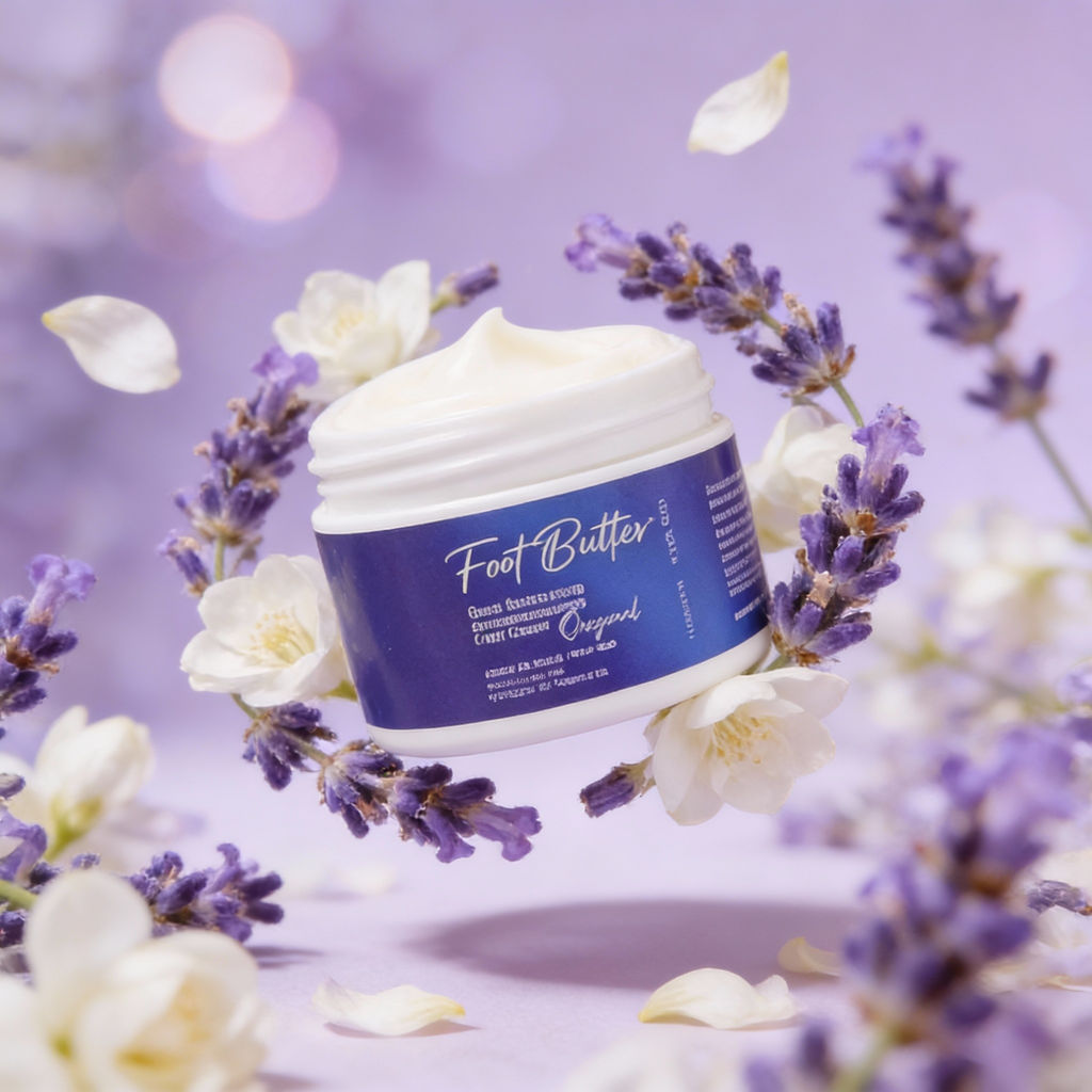 Lavender Jasmine Foot Butter Cream 1 oz – Travel Size Deep Moisture