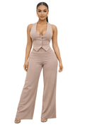 Women's Grace in Power Lace Vest and Pant Set – Mocha Nude