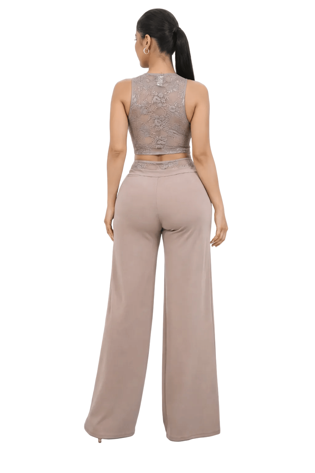 Women's Grace in Power Lace Vest and Pant Set – Mocha Nude