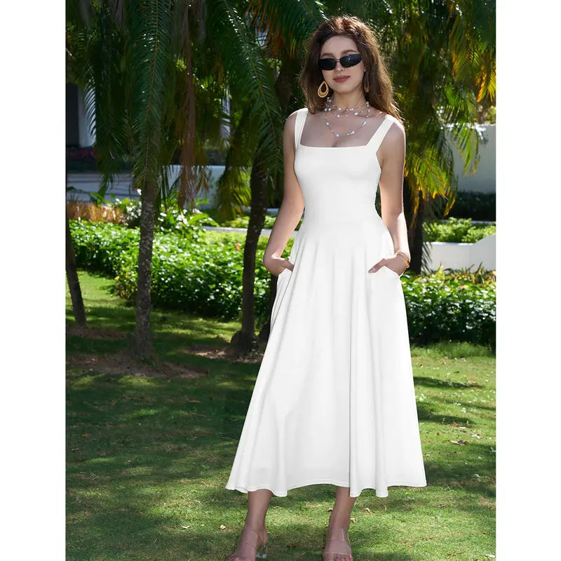 Women's Thick Strap Slim Fit Waist-Cinching Long Dress