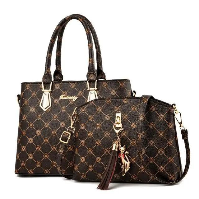New Luxury Leather Bags Set 2 Pcs Handbag For Women And Girls Stylish Shoulder Gift Bag For Females