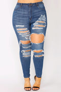 Sasha Plus Size-high Rise Medium Washed Distressed Jeans
