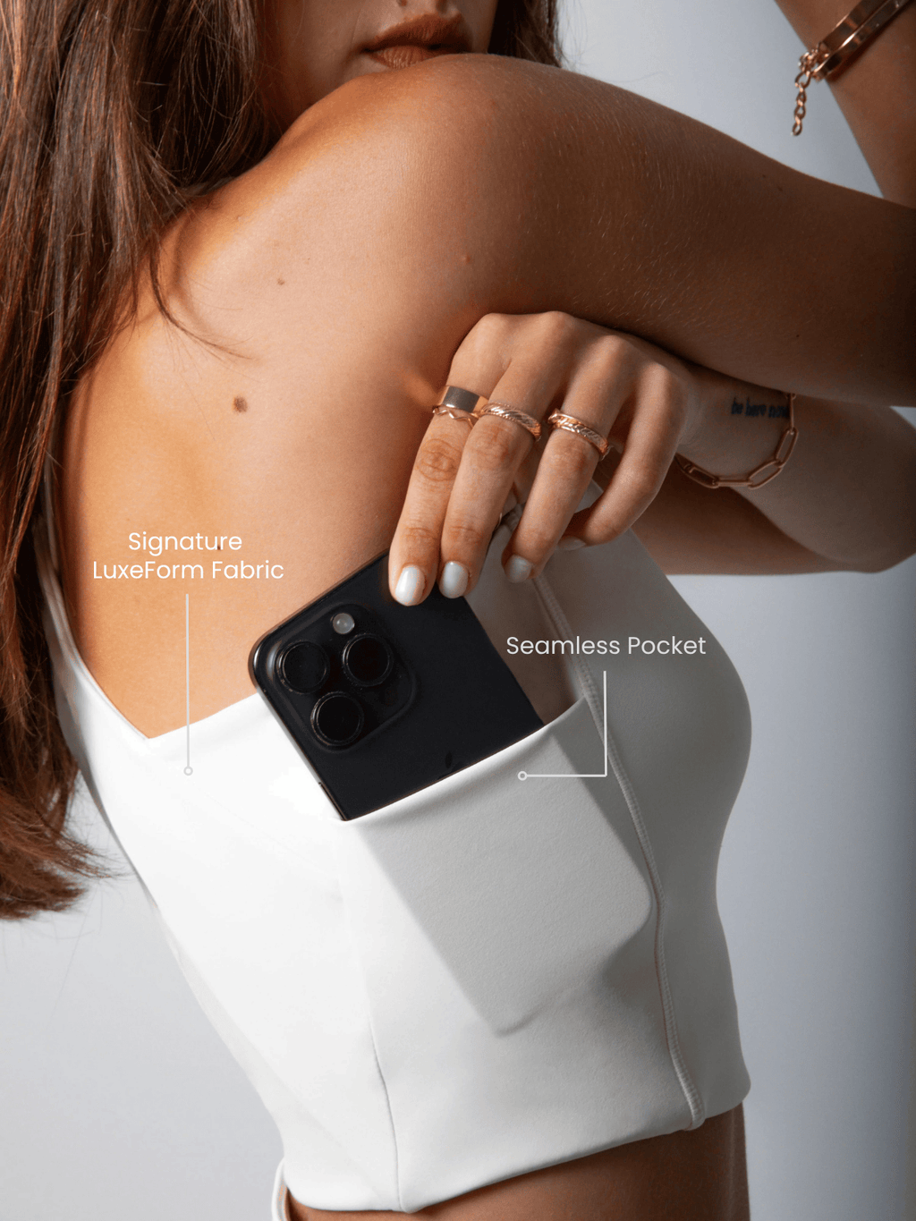 Women's LuxeForm Criss-Cross Tank Top with Phone Pockets