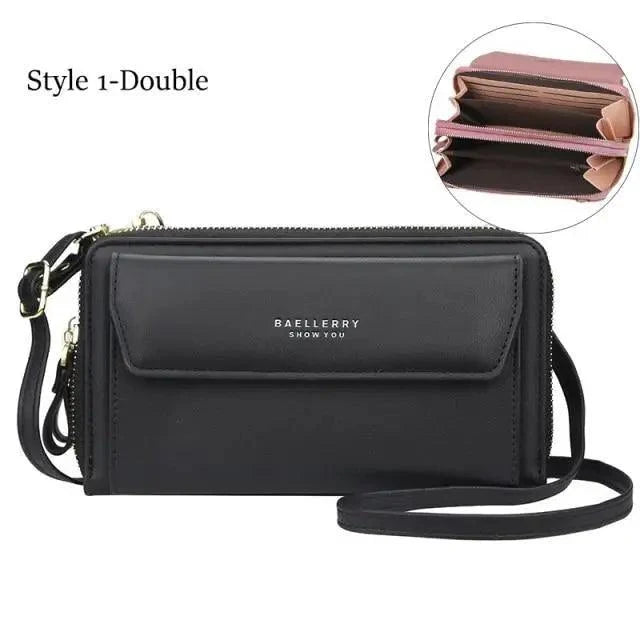 Women's Leather Double Layer Large Crossbody Bag