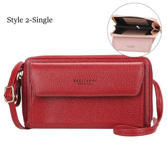 Women's Leather Double Layer Large Crossbody Bag