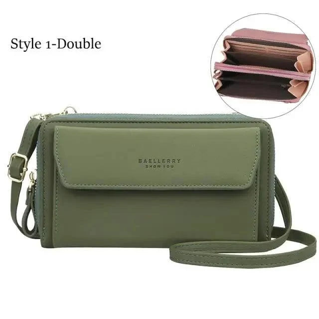 Women's Leather Double Layer Large Crossbody Bag