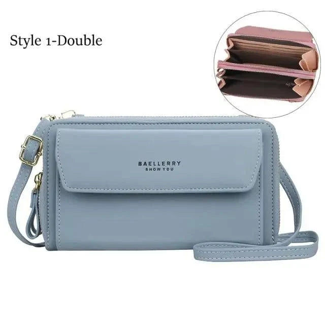Women's Leather Double Layer Large Crossbody Bag